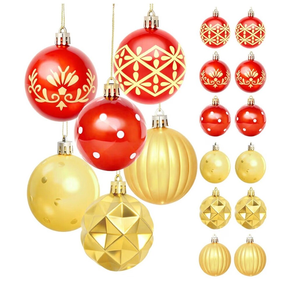 New, 20 Pcs 2.5 Inch Christmas Ball Ornaments for Tree, Red and Gold Glittering